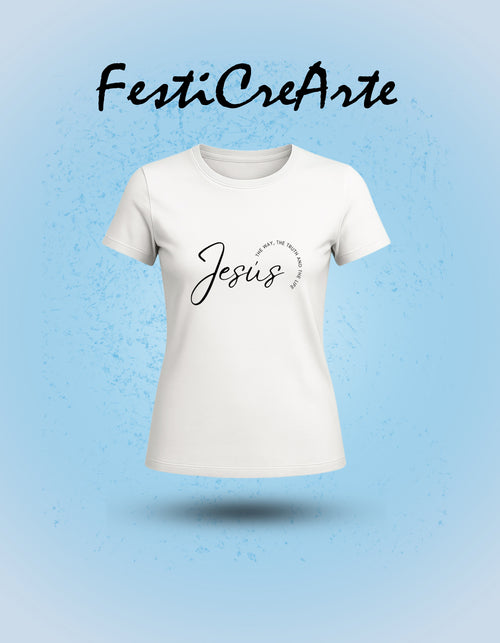 camiseta manga corta de mujer con un lindo diseño de jesus