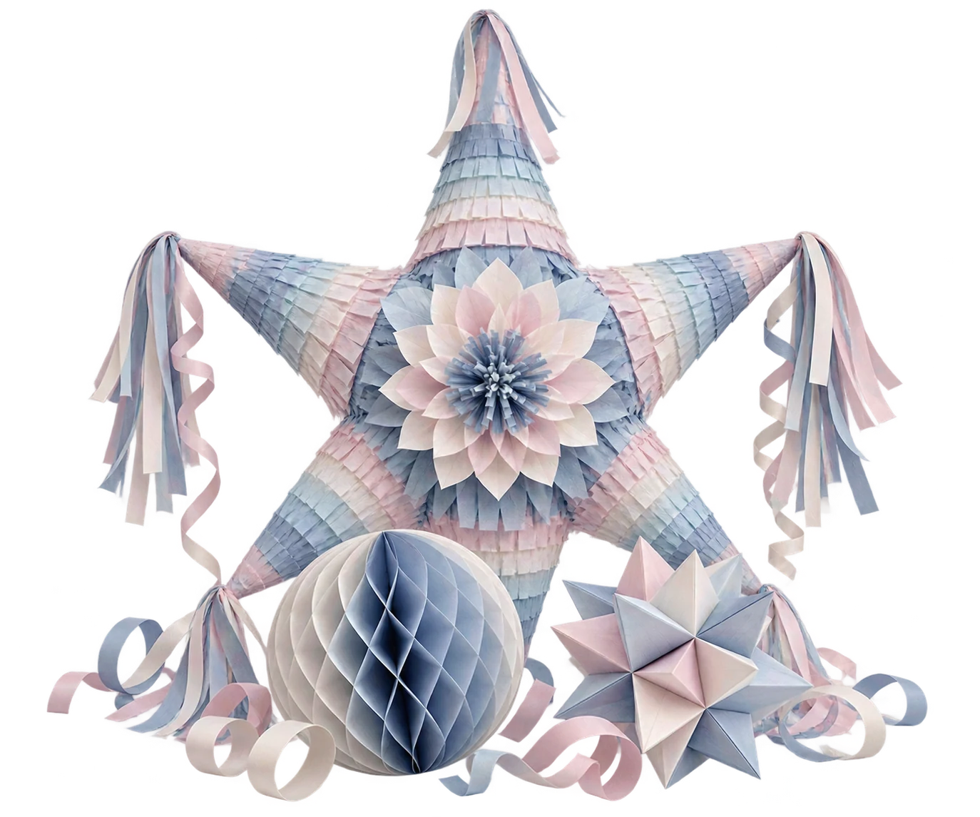 Piñata estrella en 3D con los colores de FestiCreArte