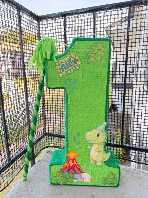 Piñata Número 1 Dinosaurio Personalizada